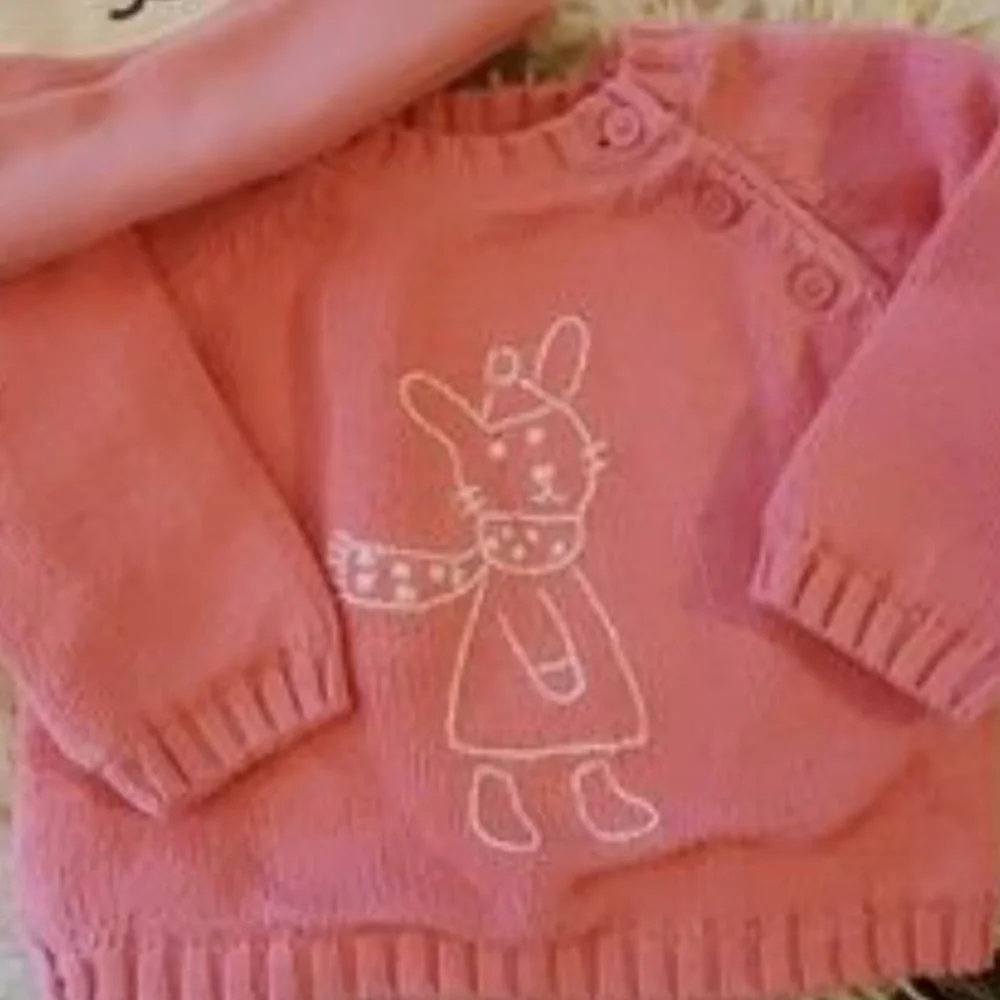 NWT | Baby Gap Embroidered Bunny Rabbit Sweater | Sweatshirt | Pink White